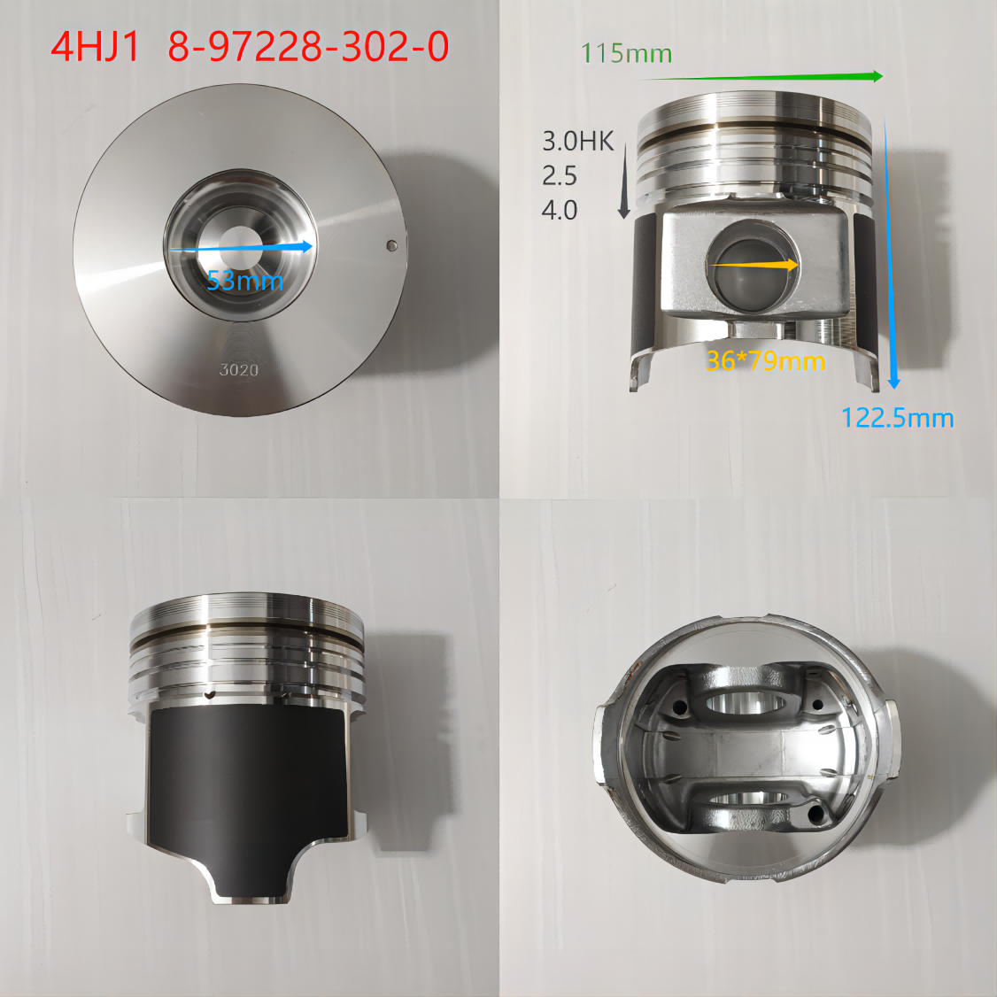 4HJ1 AG STD Piston Set  8-97228-302-0  Isuzu