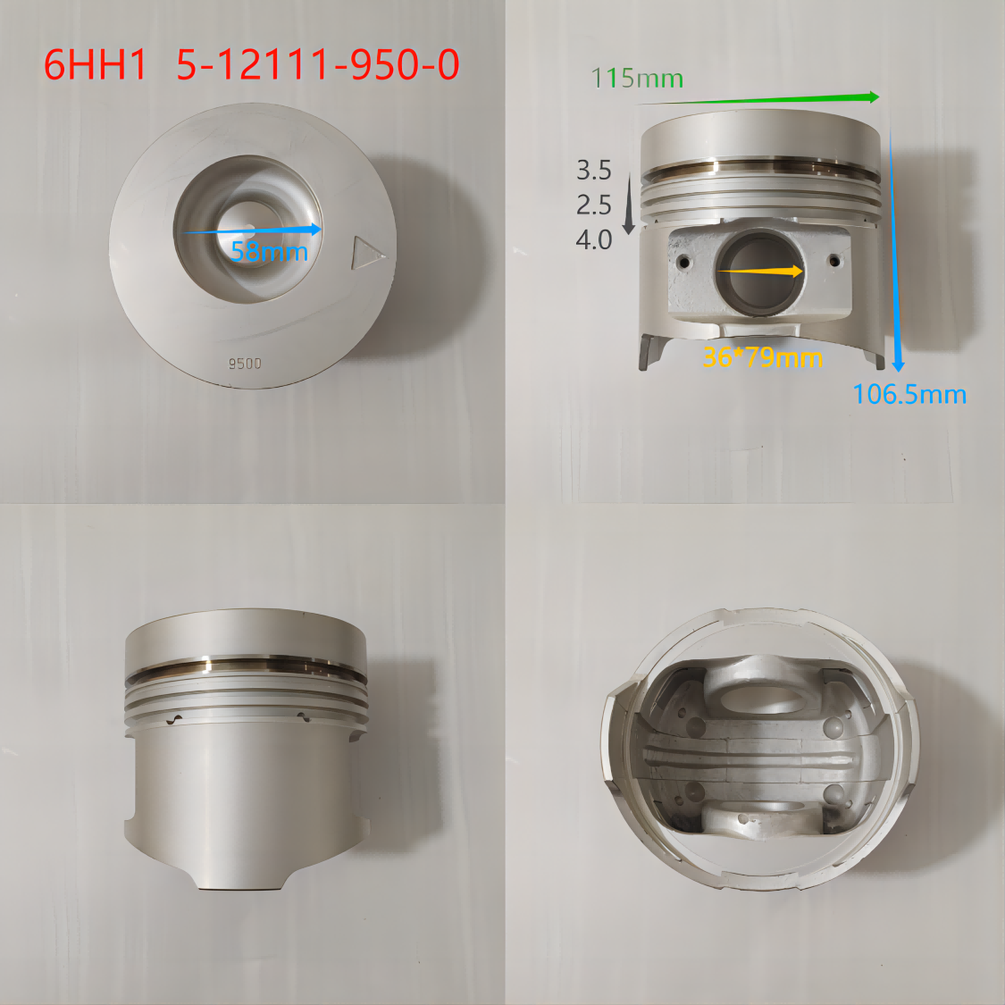 6HH1-A STD 5-12111-950-0 Piston set Isuzu