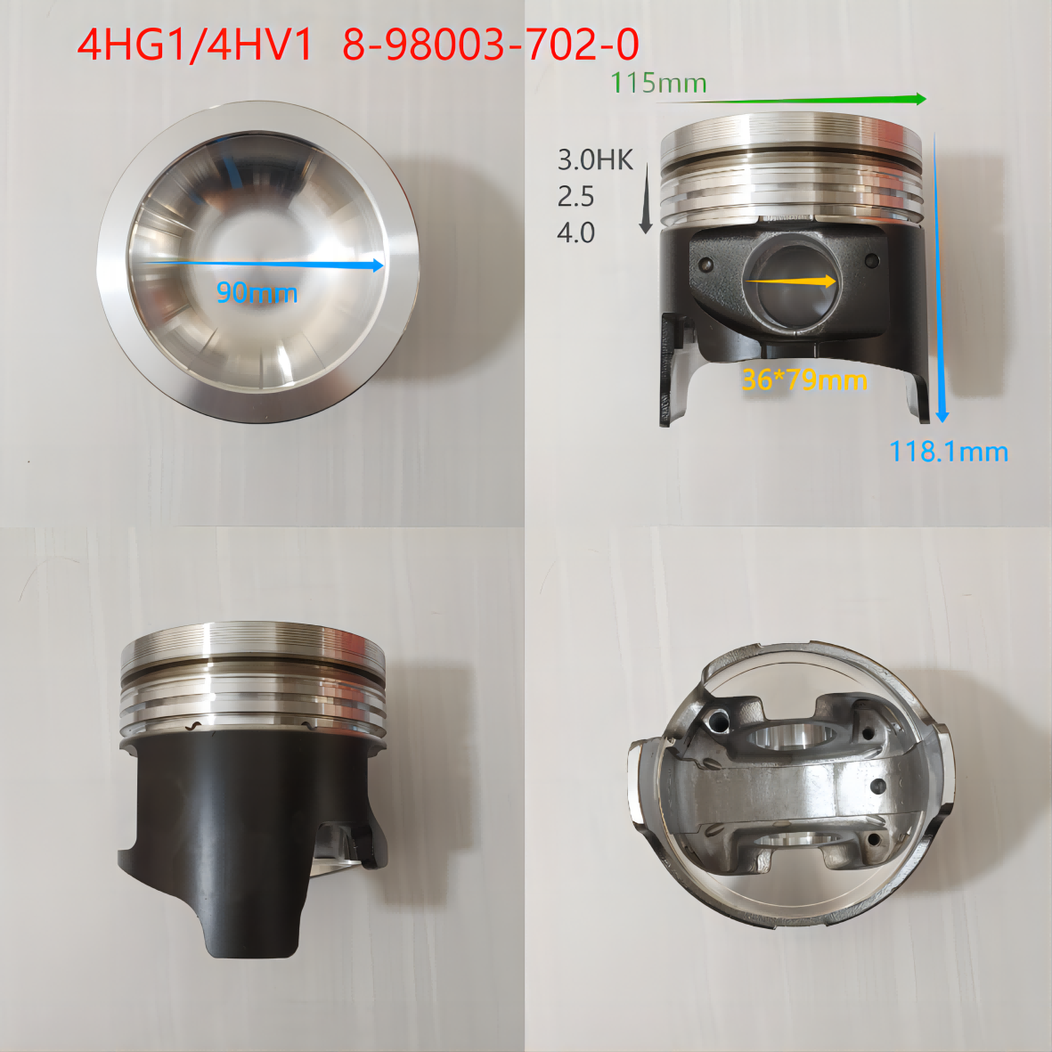 4HV1-A STD 8-98003-702-0 Piston Set Isuzu