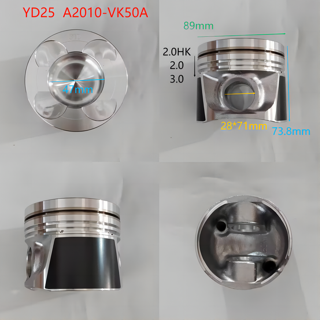 YD25-DDTI AG STD A2010-VK50A Piston Set Nissan